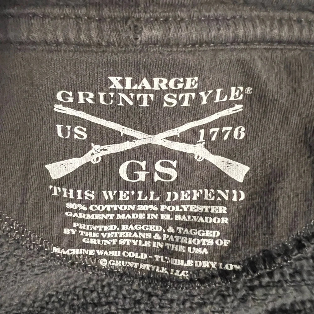 Grunt Style Black Hoodie with White Print - Picture 3 of 3